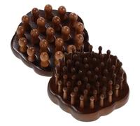 Housoutil Peigne de Massage en Bois de Santal Naturel - Lot de 2 pour Cuir Chevelu - Brosse Manuelle de Massage Capillaire Portable avec Anneau Métallique pour Soins et Détente à Domicile