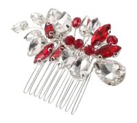 Housoutil Peigne Latéral Accessoire Cheveux Mariage avec Cristaux Incrustés en Métal Rouge Tenue Stable, Style Vintage pour Mariée pour Cérémonie de Mariage