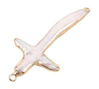 Housoutil Pendentif Croix En Perles Naturelles Blanc Bord Doré 20x40-30x45mm Pour Création Bijoux Femme Perles Baroques D'eau Douce Bijoux Diy Usage Quotidien Fêtes