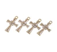 Housoutil Pendentifs Croix pour Fabrication de Bijoux DIY 4 Pièces en Acier Inoxydable Accessoires Élégants pour Bracelets, Colliers et Porte-clés, pour Prières