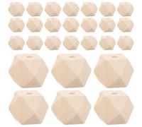 Housoutil Perles en Bois Brut Surface Non Peinte et Inachevée Octogonales 50 Naturelles 20mm, pour Bricolage Artisanal et Créations Faites Main