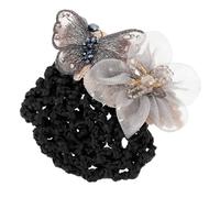 Housoutil Pince à Chignon Fleur et Filet à Cheveux pour Femmes, Taille Unique, Couleur Argenté Gris, Maintien Professionnel, Accessoires Coiffure pour Bureau et Service en Restauration
