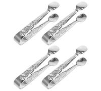 Housoutil Pinces à Glaçons en Acier Inoxydable 4 Pcs Motif Rose en Relief Pinces de Service Multifonctions pour Apéritifs Barbecue Cuisine Outils Ergonomiques Anti-Brûlure Usage