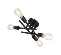 Housoutil Plafonnier Industriel Noir Quatre Têtes Luminaire Moderne Suspendu pour Cuisine et Salon Design Vintage Style Américain Rustique Éclairage pour Couloir et Balcon