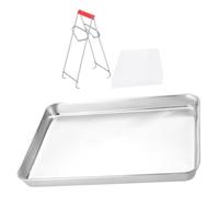 Housoutil Plat de Cuisson Rectangulaire en Acier Inoxydable 3 Pièces 26,5x20,5x1,2 Cm Grosse Capacité pour Cuisson Vapeur, Four et Service Cuisine Professionnelle ou