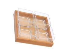 Housoutil Plateau à Fruits en Verre 4 Compartiments sans Couvercle Plateau de Service Transparent pour Apéritifs et Noix Support en Bois Inclus pour Maison Bar et Restaurant