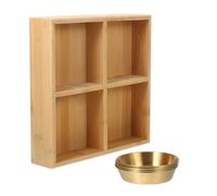 Housoutil Plateau de Service en Bois à 4 Compartiments avec Bol Rond Dorado Assiette Compartimentée pour Fondue et Barbecue Plateau à Condiments Pratique pour Apéritifs et Réutilisable