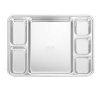 Housoutil Plateau Divisé En Acier Inoxydable, Plateau Repas Enfant Inox, Compartiment Plateau 6 Compartiments Pour Cantines Scolaires, Restaurants D'entreprise, Ameublement De La Maison