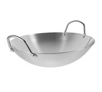 Housoutil Poêle à Frire Inox 32 CM Fond Lisse Compatible Gaz Induction Poignée Ergonomique Ustensile la Cuisine pour Sauter Viande et Légumes