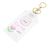 Housoutil Porte Cartes Transparent Multifonctionnel avec Clé Protège Cartes Rayures pour Étudiants de Transport Design Double Face pour Badge et