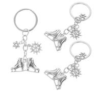 Housoutil Porte-clés Patins à Glace et Flocons Argentés en Alliage de Zinc, Pendentifs Décoratifs Sportifs pour Paquet à Dos, Lot de 3 Pièces Élégantes et Ludiques