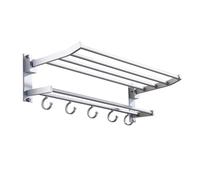 Housoutil Porte-Serviettes à Double Couche avec Porte-Serviettes Pliable en Aluminium Porte-Serviettes pour Serviettes Roulées Porte-Serviettes de Salle de Bain 40 Cm
