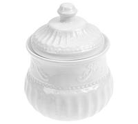 Housoutil Pot à en Céramique Relief Décoratif Cube Multifonction pour Café et Bonbons 1 Pièce Récipient Pratique pour Épices et Conservation Cuisine