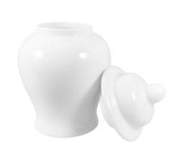 Housoutil Pot Décoratif en Céramique Blanche Petit Modèle avec Couvercle - Récipient de Rangement pour Salon, Décoration Intérieure et Comptoir Cuisine - Bocal Élégant pour Thé, Sucre