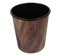 Housoutil Poubelle Décorative Imitation Bois Panier à Déchets Rond pour Salon Cuisine Salle de Bain Conteneur à Ordures Stable et Facile à Nettoyer Utilisation Domestique