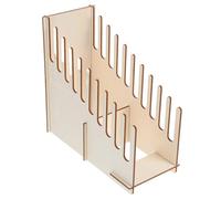 Housoutil Présentoir à Cartes et Design à Multiples Compartiments Structure Solide en Bois Khaki pour Organiser Bureau et Comptoirs de Vente