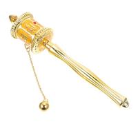 Housoutil Roue de Prière Bouddhiste Manivelle en Alliage Jaune Moyen Moulin à Prières Tibétain Décoratif Religieux Ornement à Thème Religieux Décoration Intérieure Maison et Bureau