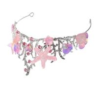 Housoutil Serrage-Tête Sirène Coquillages et Strass Couronne Rose pour Fête d'Anniversaire Accessoires pour Carnaval et Costume Thème de L'Océan Bandeau Décoratif pour Filles et Femmes