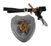 Housoutil Set de Costume Médiéval avec Épée en Plastique et Bouclier Romain en Cuir Synthétique, Accessoires Vintage pour Festivals et Célébrations de Cosplay