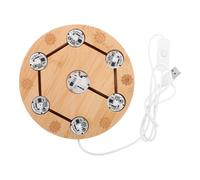 Housoutil Socle Lumineux LED en Bois Massif pour Boule de Cristal Diamètre 15 CM Épaisseur 15 CM 7 LED Réglables Alimentation USB Support D’Exposition Décoratif pour Maison et Bureau