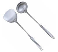 Housoutil Spatule et Louche en Acier Inoxydable 2 Pièces - Ustensiles Cuisine Résistants la Chaleur, Outils de Cuisson Pratiques pour Sauté et Braisé, Rangement Facile Trou Suspendre