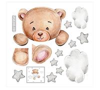 Housoutil Stickers Muraux Enfants Ours Et Étoiles En Pvc 31X28 Cm Lot De 2 Pour Décoration Chambre Bébé Fille Et Garçon Autocollants Muraux Amovibles
