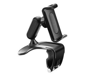 Housoutil Support de Téléphone Ajustable et Ne Bloquant Pas Boutons en ABS pour Voiture Polyvalent Clip Rotatif Noir pour Tableau de Bord et Rétroviseur