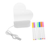 Housoutil Tablette Lumineuse Effaçable Acrylique Forme de Cœur Tableau Portable avec Support Lampe Veilleuse USB pour Garçon Fille et Adultes Planche à Dessin Multifonction pour Bureau et