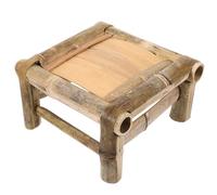 Housoutil Tabouret Garçon et Filles en Bambou Mini, Marchepied Naturel pour Salle de Bain, Tabouret Tressé Léger et Stable, pour Changer Chaussures et Usage Intérieur, Design Vintage