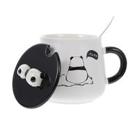 Housoutil Tasse à Lait en Céramique Blanche 400ml avec Cuillère, Design Créatif Panda, Multifonctionnelle pour Café, Thé et Petit-déjeuner