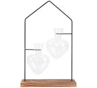 Housoutil Terrarium Hydroponique en Verre avec Support en Fer pour Plantes D'intérieur, Décoration Élégante pour Salon ou Bureau, Vase Transparent pour Hydroculture