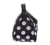 Housoutil Trousse de Maquillage Noire à Pois Fermeture Éclair Double, Organisateur Multi-Compartiments en Polyester Solide pour Voyage