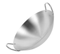 Housoutil Wok Traditionnel en Acier Inoxydable Épais, Résistant la Corrosion, Compatible Plaques à Gaz, Usage Polyvalent Cuisine et Grill