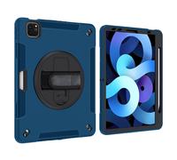 Lobwerk Étui de Protection 4 en 1 pour Apple iPad Pro 11 2018 2020 11" avec Support et Fixation à la Main Bleu foncé