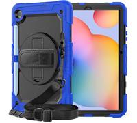 Lobwerk Étui de Protection 4 en 1 pour Samsung Galaxy Tab S6 Lite SM-P610 SM-P615 10.4 avec Fonction Support et Sangle de Transport Bleu