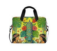 Housse à bandoulière portable avec poignée et bandoulière pour ordinateur portable de 39,6 cm - Coque rigide avec fermeture éclair - Motif danseuse hawaïenne colorée