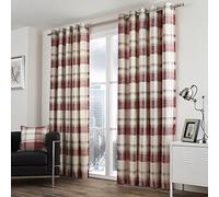 Housse à carreaux - Fusion, Tissu, rubis, Curtains: 90" Width x 72" Drop (228 x 183cm)