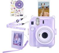 Housse À Paillettes Pour /Polaroid Instax Mini 12 Étui De Protection Transparent Amélioré Avec Bandoulière, Boîte Photo Et Autocollant Diy - Paillettes Violet[Camera3588]