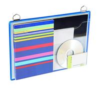 DJOIS by Tarifold Porte-brochures mural A4 paysage avec 2 anses en PVC rigide cadre bleu - lot de 5
