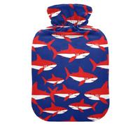 Housse amovible douce en polyester 95 % élasthanne 1 l 2 l pour l'hiver | Couvercle fileté anti-fuite pour bouteille d'eau chaude, compresse froide, requins blancs