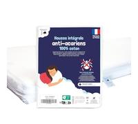 Housse Anti-acariens intégrale 100% Coton pour Matelas - Procédé de Tissage breveté - Dispositif médical - Garantie à Vie - sans Traitement ni plastification - Fabriquée en France