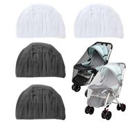 Housse Anti-Insectes Pour Poussette 4 Pièces, Moustiquaire Pour Poussette, Housse Anti-Moustique Pour Poussette D'Été, Housse Anti-Moustique Pliable