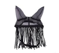 Housse anti-mouches pour cheval avec pompons suspendus, tissu léger et respirant pour une protection estivale dans les écuries, noir, trois tailles au choix (L)