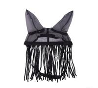 Housse anti-mouches respirante pour cheval avec pompons doux pour équipement équestre en polyester léger et efficace, noir, trois tailles (L)