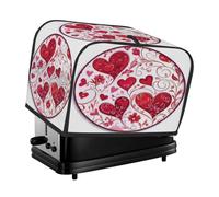 Housse anti-poussière pour grille-pain 2 tranches pour machine à pain, petit appareil de cuisine Motif cœur rouge