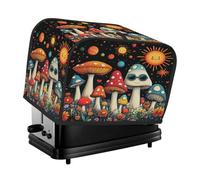 Housse anti-poussière pour grille-pain 4 tranches pour machine à pain, petit appareil de cuisine Motif champignons sur espace étoilé