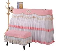 Housse anti-poussière pour piano droit, Ensemble de housse piano droit en dentelle avec tabouret, multicolore, plusieurs tailles, décoration la maison(Pink,Piano - Single Stool)