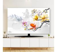 Housse Anti-poussière Universelle Pour Téléviseur 32-80 Pouces Avec Motif Floral 3D Protecteur D'écran LCD/LED Extensible Haut De Gamme Pour Téléviseurs Plats/courbés-flower||55inch