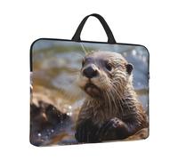 Housse antichoc pour ordinateur portable de 14" - Motif loutre jouant dans l'eau - Résistante à l'eau