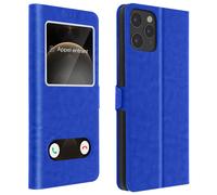 Housse Apple iPhone 12 / 12 Pro Étui Intégral Double Fenêtre Support Vidéo bleu